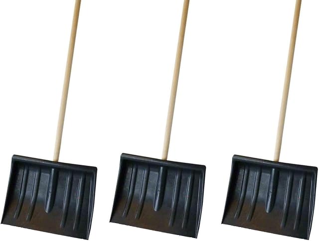 3x Shovel 1.2m Snow Pusher Scooper Mucking Out Garden Car Spade Winter Metal 120cm Steel Digging Building Patio Durable Strong Heavy Duty