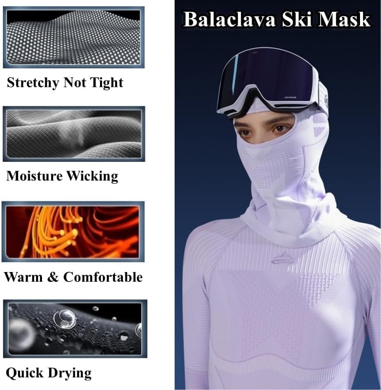 Winter Ski Mask for Men Women, Helmet Friendly Motorcyde Balaclava Full Face Masks Cold Weather Head Cover for Skiing - Image 3