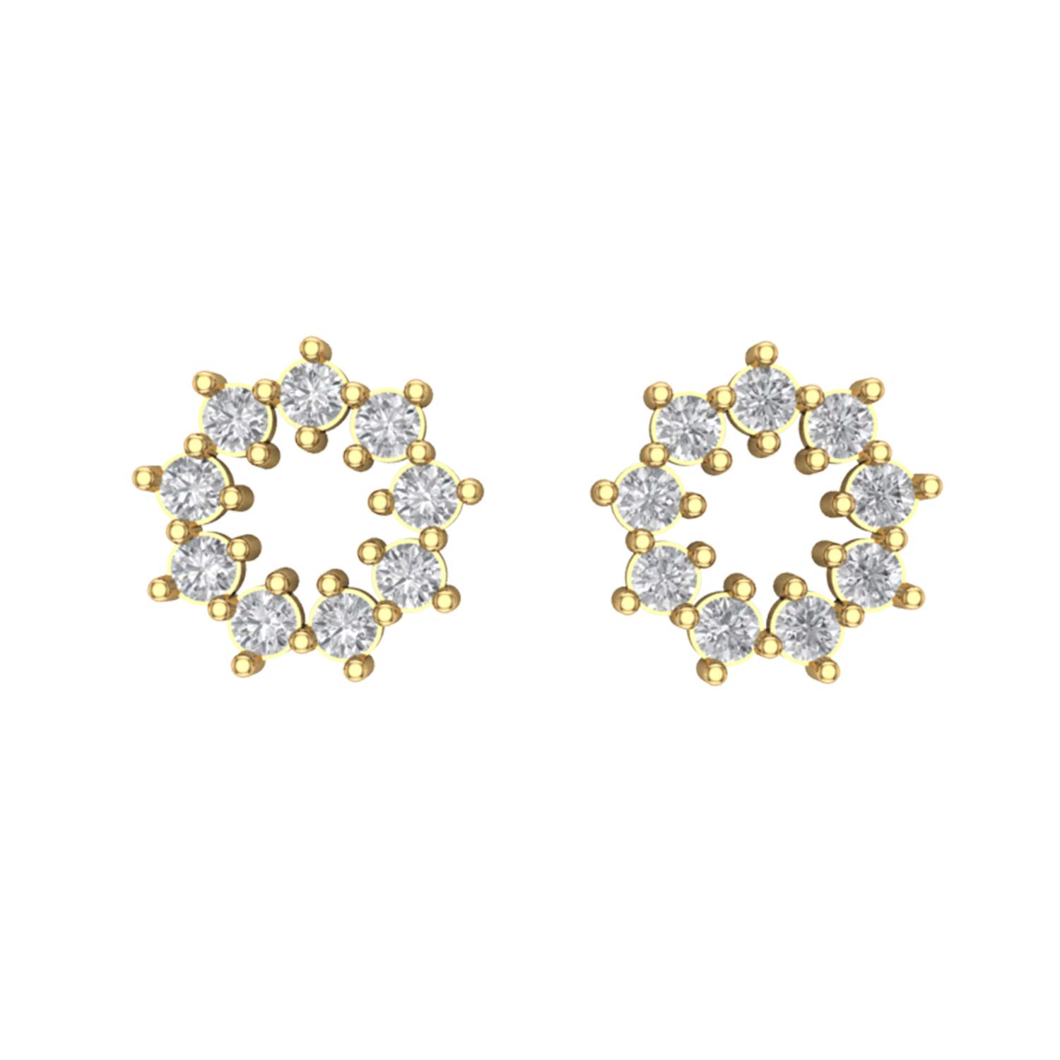 dishis 18KT Yellow Gold and Diamond Stud Earrings for Women-picture-12