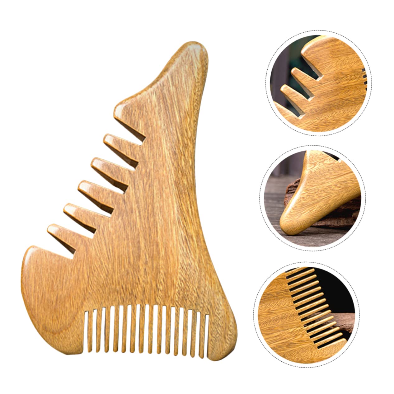 Peine de madera de sándalo Peine de madera Bigote Cabello Madera Estático Desenredante natural Masajeador de cuero cabelludo de madera Barba Cabeza estrecha Sin peines domésticos portátiles Peine con
