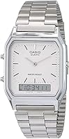 Casio AQ230A7D Men's Silver Digital Dress Watch - Quartz Movement, Alarm, Chronograph, Water Resistant