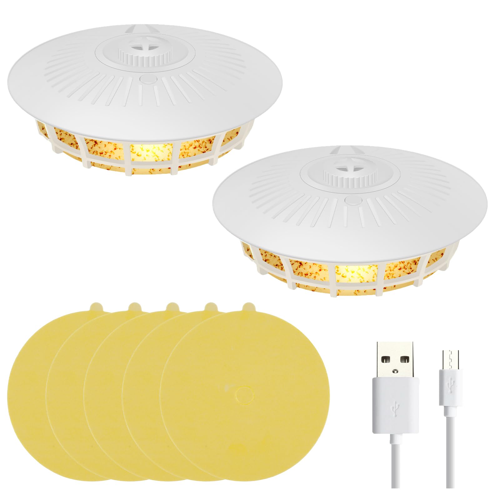 Menibbler White 2 Menflea Traps With Light Bulb 4 Light Modes, Flea Lamp Traps With 5 Flea Sticky Pads Odorless Flea Light Trap Easy To Use Sticky Dome Flea Trap Flea Catcher Light Trap With Lanyard For Carpets Bedding