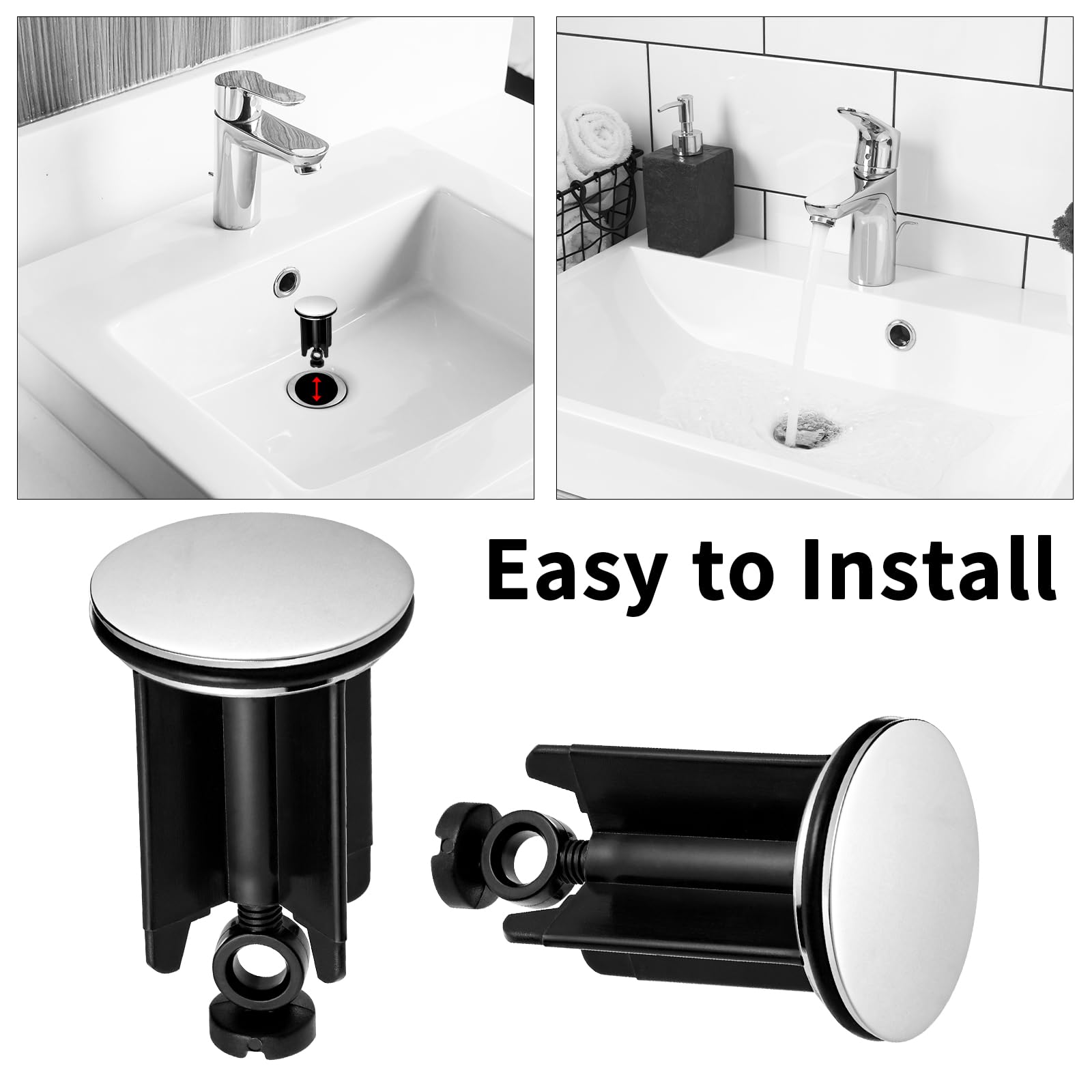 Bouchon Laiton Réglable Bouchon Lavabo Universel 40mm - Laiton Réglable Hauteur 6.6-9cm Bouchon évier Caoutchouc Anti-rouille
