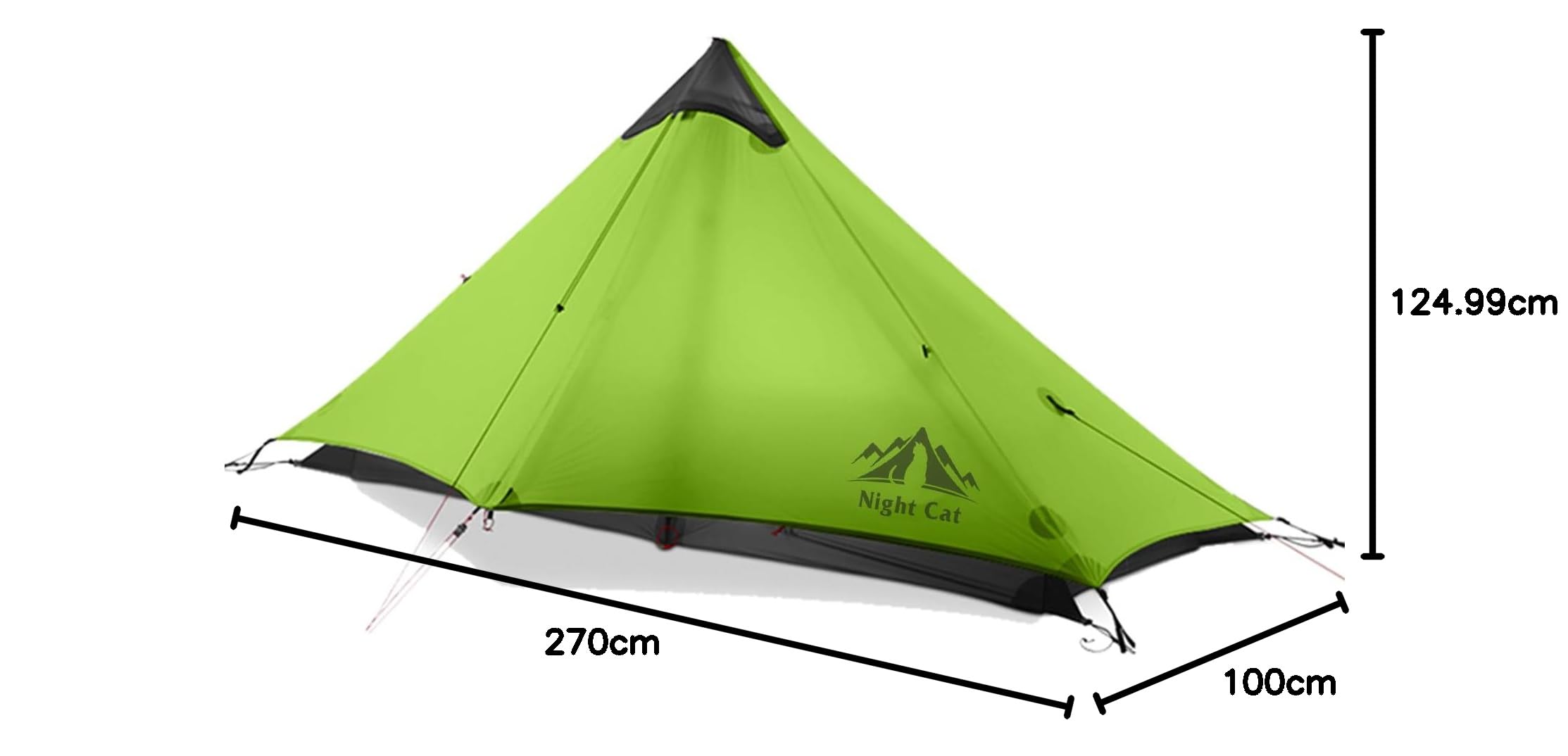 Night Cat Lanshan - Tenda ultraleggera per 1 persona per escursionisti professionisti, solo 0,9 kg, per campeggio, campeggio, pioggia, impermeabile, bastone da trekking non incluso, colore verde