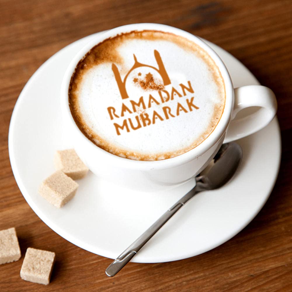 Szablony Do Kawy Szablon Do Ciasta Szablon Do Kawy8 Sztuk/Zestaw Ramadan Dekorowanie Szablony Cafe Latte Herbatniki Formy Do Pieczenia Dla Eid Party Cake Dekorowanie Narzędzia Herbatniki Formy