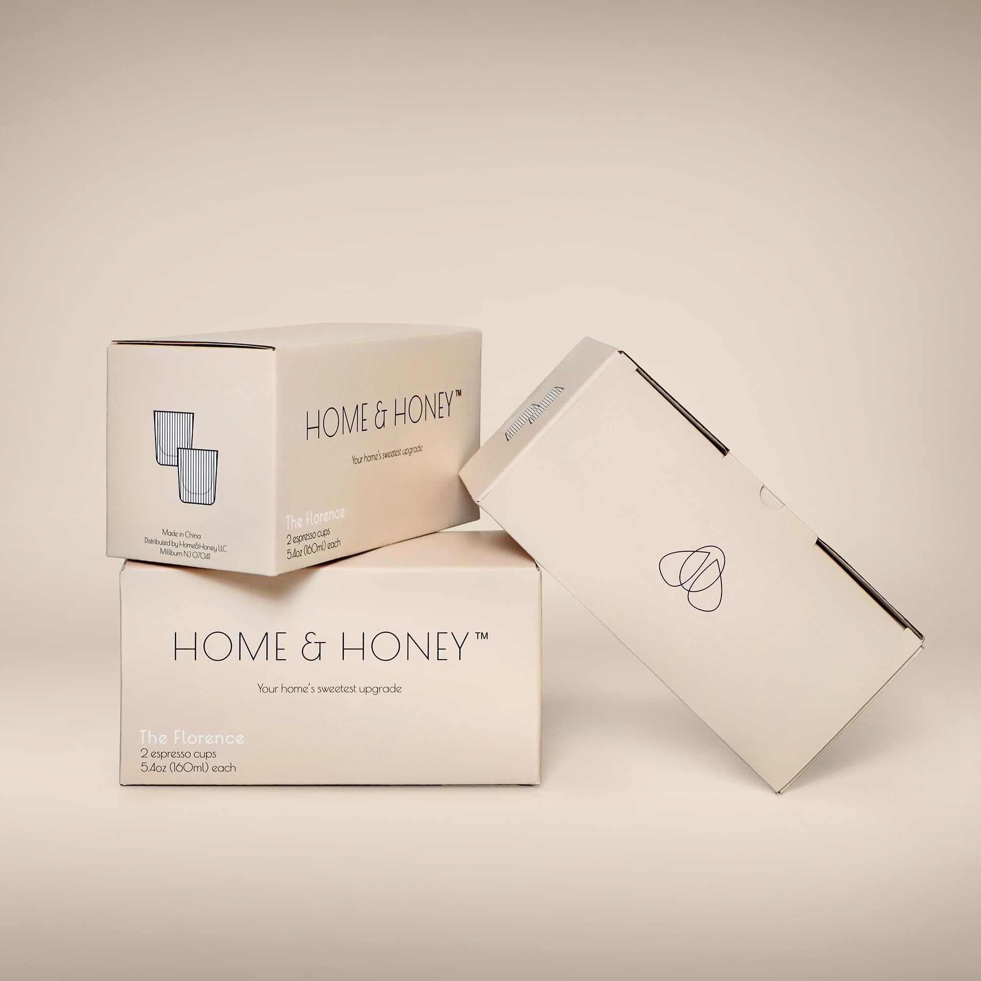 HOME & HONEY Filiżanki do espresso z podwójnymi ściankami, zestaw 2 sztuk, pojemność 153 ml, karbowane szkło borokrzemowe