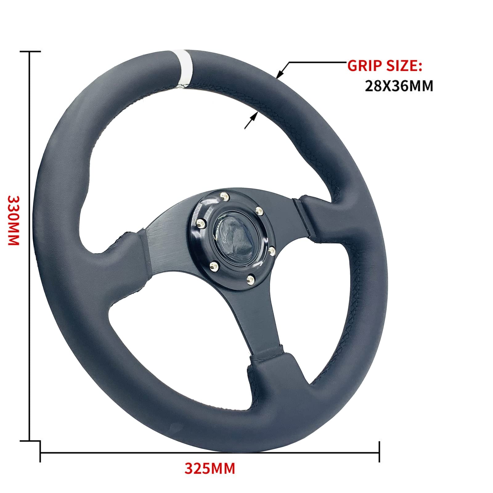 Amazon.com: 13inch/330mm White Stripe Racing Steering Wheel