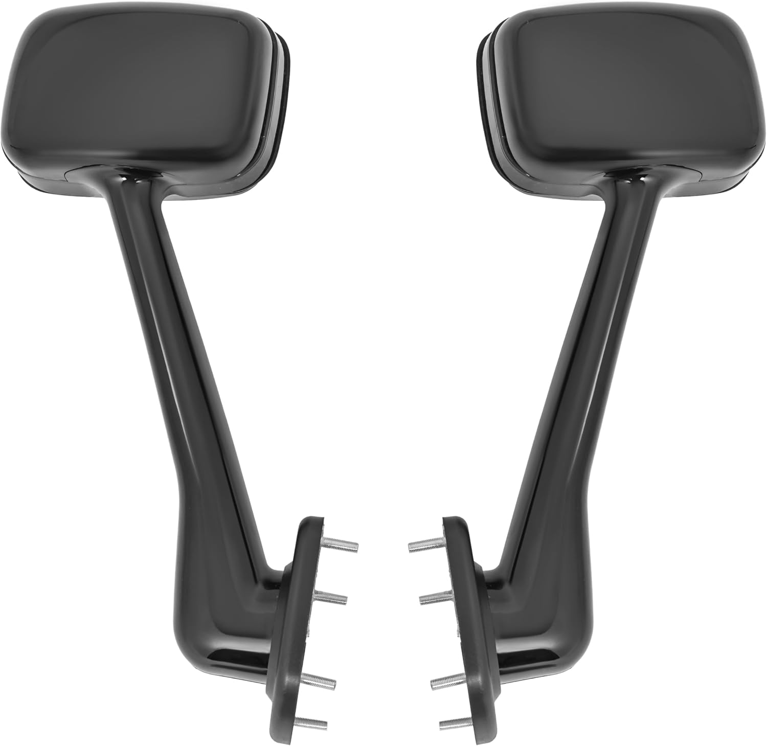 HECASA Pair Black Hood Mirror Compatible with 2008-2017 Freightliner Cascadia, Hood Mirrors Cap Cover, Trucks Pickup Manual Mirror, Driver Left and Passenger Side Pair, Black+Clear