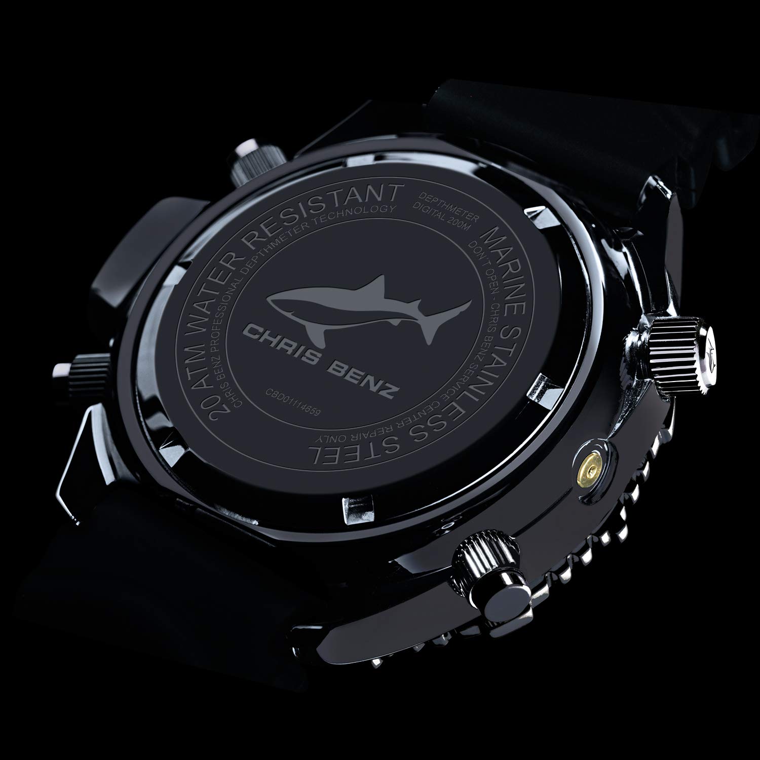 CHRIS BENZ Depthmeter Digital 200M Special Edition Taucheruhr, StachelrochenGrau