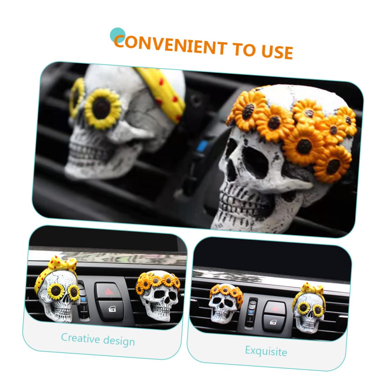 iplusmile 8stücke Kreativer Schädel Auto Aromatherapie Duftdiffusor Dekorativer Parfümclip Für Auto Innenraum Duftventilationsclip Mit Austauschbaren Duftpads