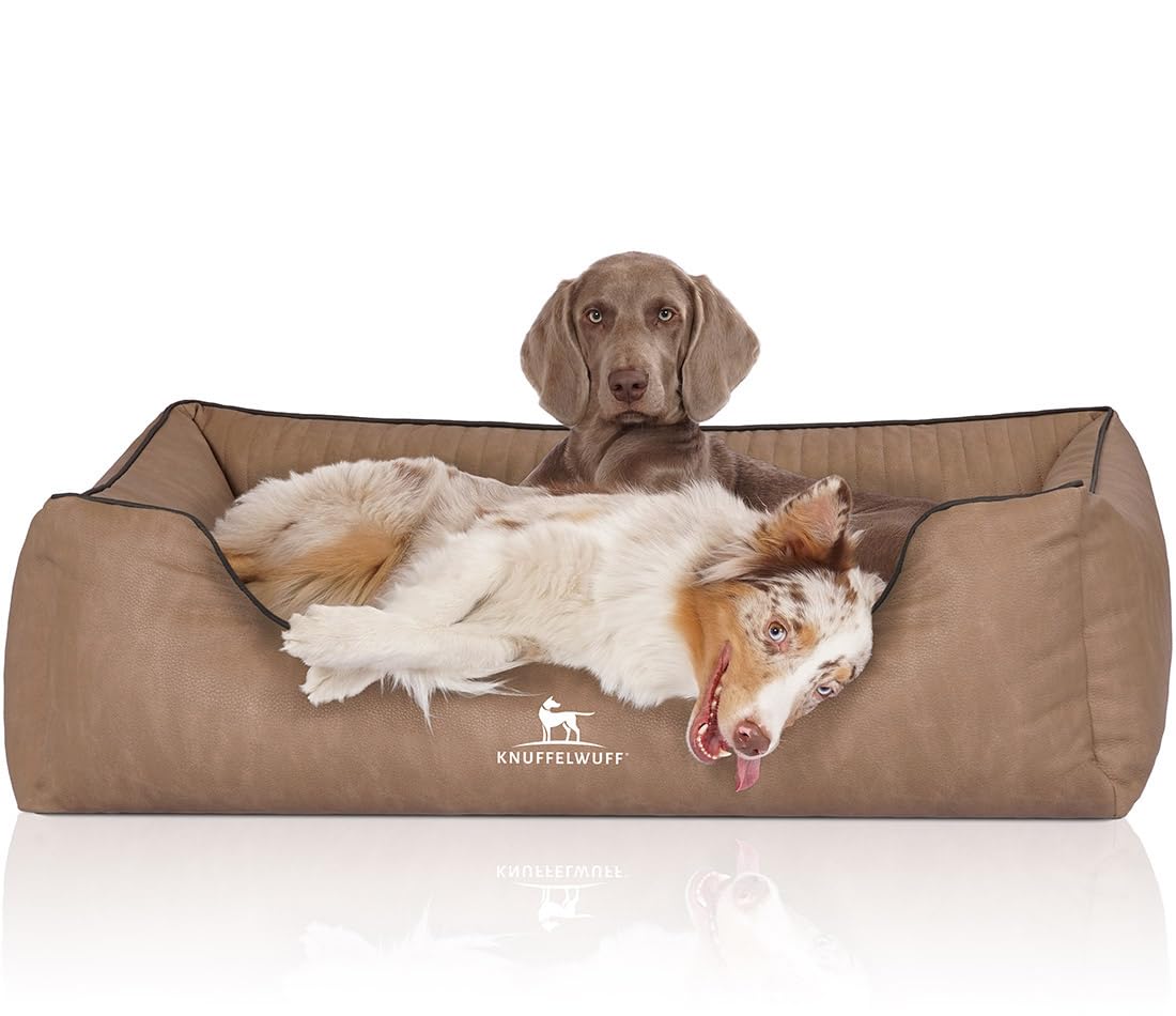Knuffelwuff Cama ortopédica para Perros Tampa de Piel sintética Acolchada con láser, XL, 105 x 75 cm, Color Camel