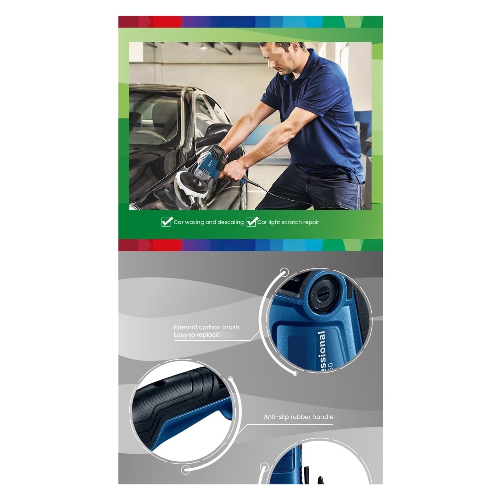 950W 6-biegowa, regulowana dwuwałowa pionowa maszyna do polerowania Car Beauty Tool Polerowanie woskiem DziałA PłYnnie