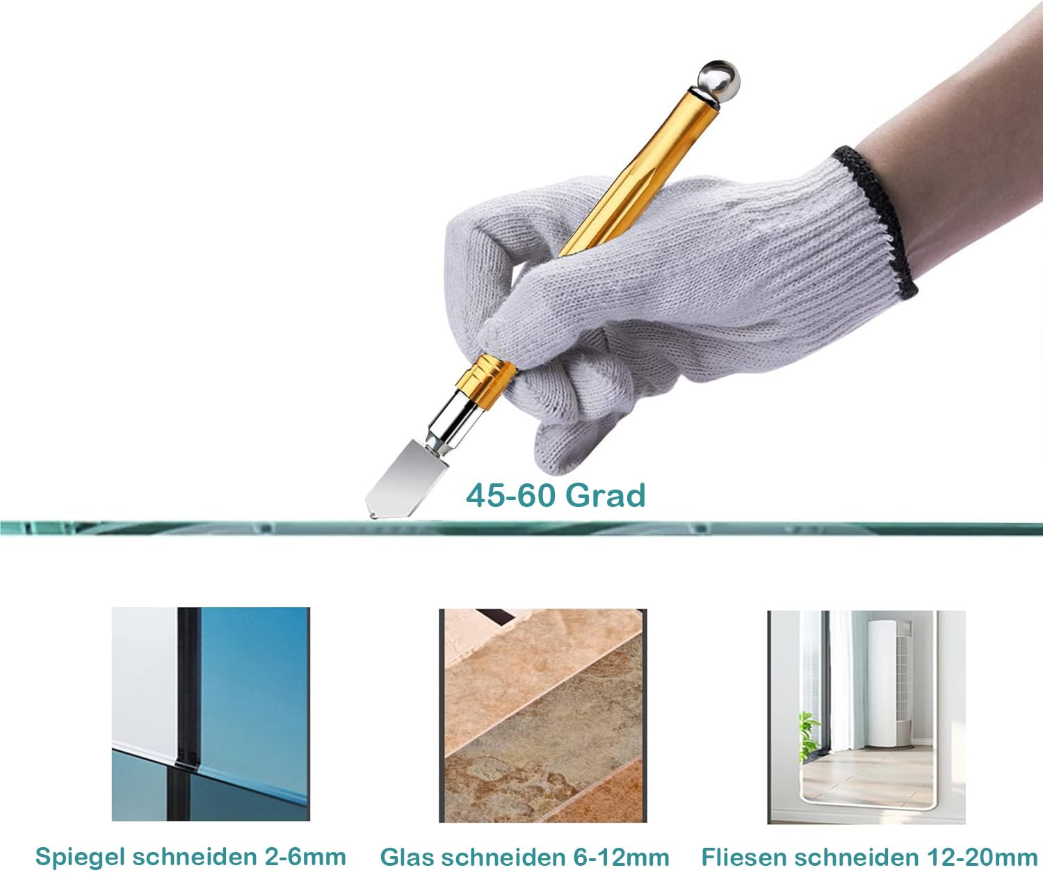 Professioneller Glasschneider mit ergonomischem Griff und integriertem Ölbehälter