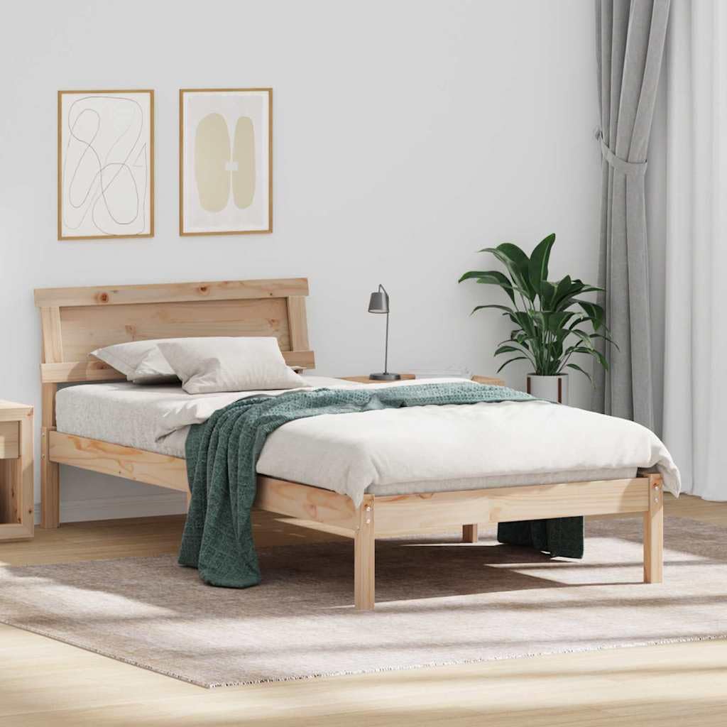Solidne drewno sosnowe nowoczesna platforma Brązowy 75 x 190 cm