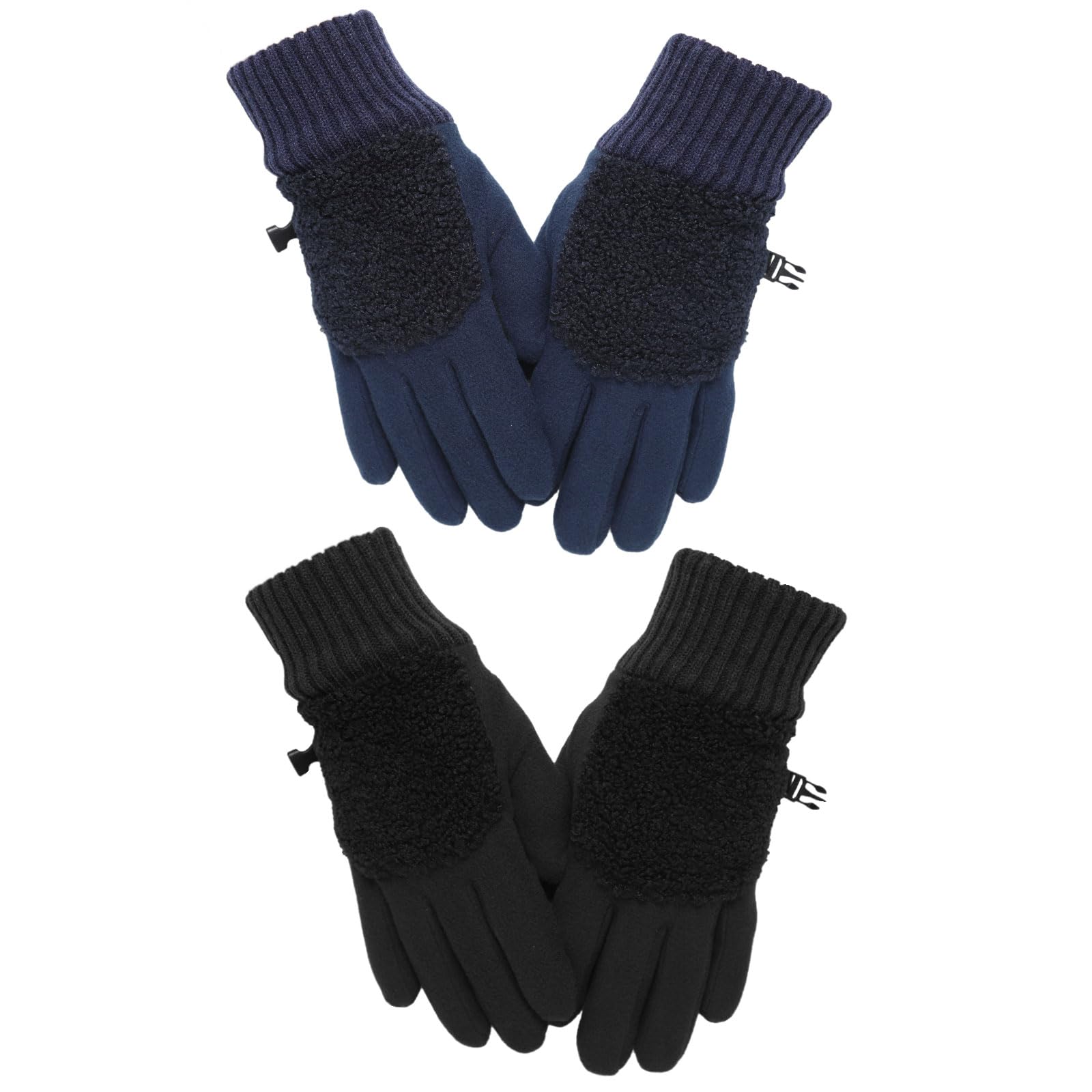 COMF-PROCold Weather Winter Gloves for Men - Soft Plush Warm Snow Gloves Comfortable & Elastic Running Gloves 2 Pairs
