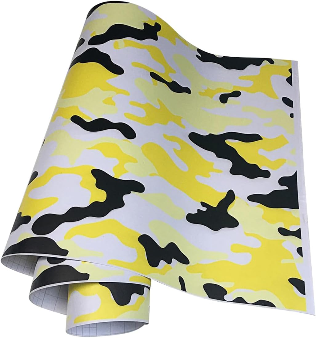 Camouflage Car Wrap Film, Automotive Vinyl Wraps Roll, Car Sticker Decal Sheet, Camo Pattern, Grey Black, 50x300cm