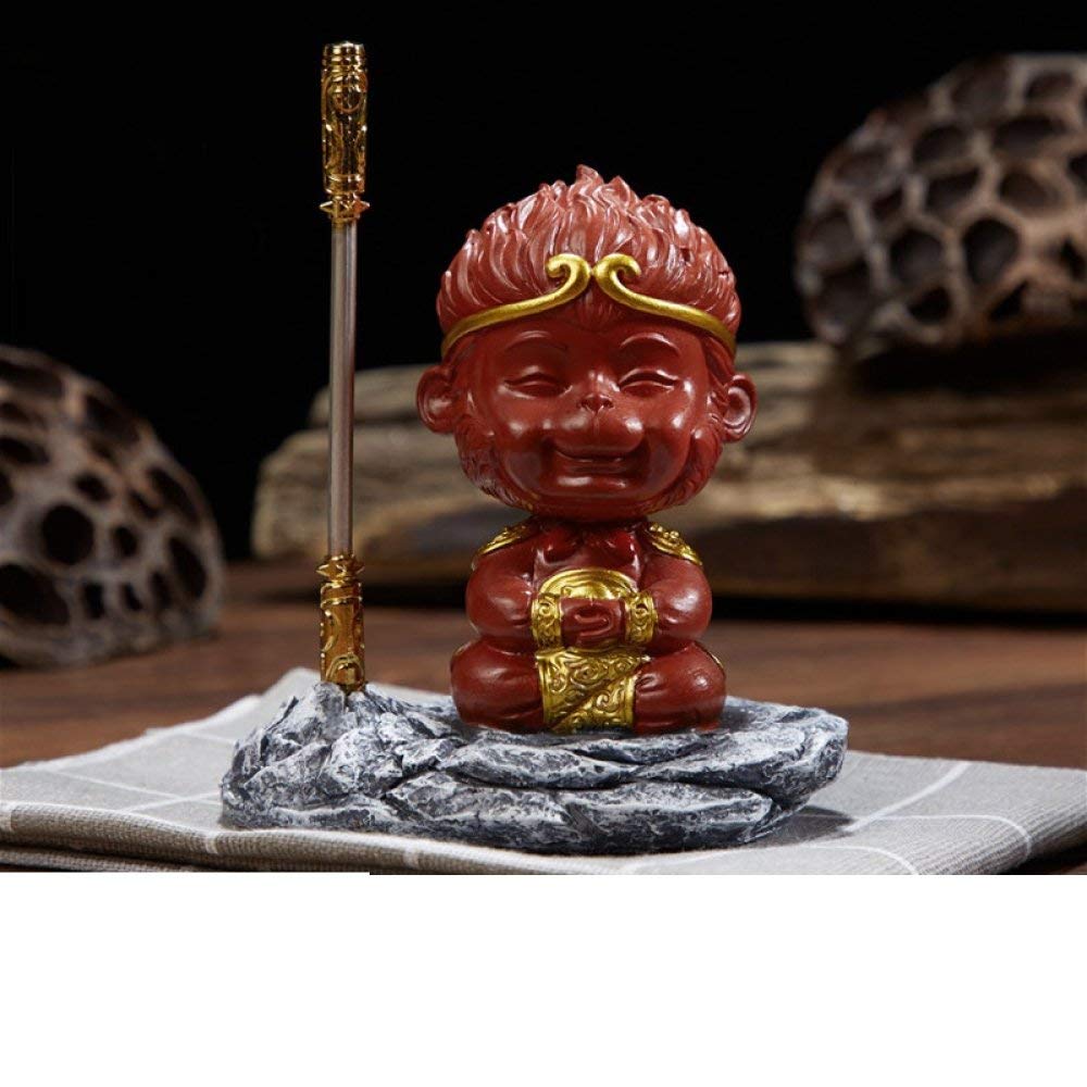 Bouddha en céramique rouge Sun Wukong petite statue de collection mignon mini