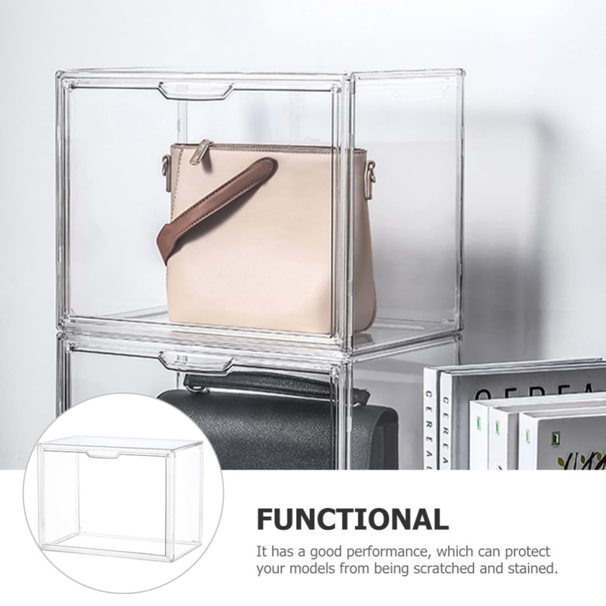 ERINGOGO Vetrinetta Espositiva per Figurine, Display Box Trasparente Medio, Pet, Porta Magnetica, Antipolvere, per Scarpe e Statuine, per Esposizione Indoor