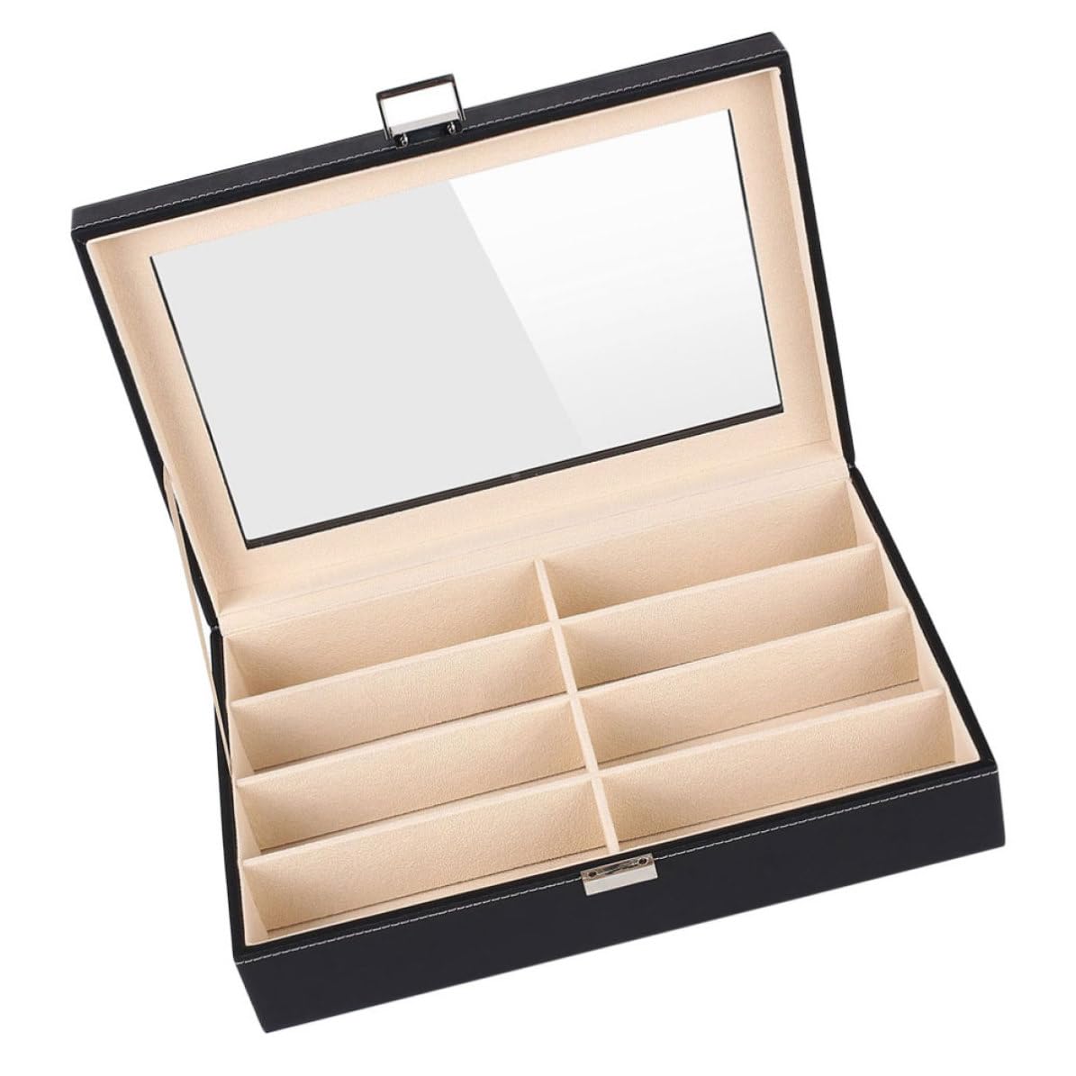 Boîte à Lunettes en Cuir Pu Noire pour Montre et Bijoux, Organisateur Pratique pour Rangement et Protection, pour Usage Personnel Coiffeuse