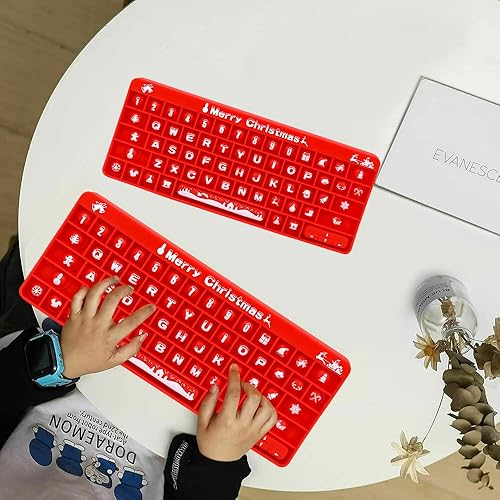 Miniatura 5 de Juguete para apretar, juguetes sensoriales para la ansiedad, burbujas para apretar, forma de teclado color aircoíris, juguete de silicona para el