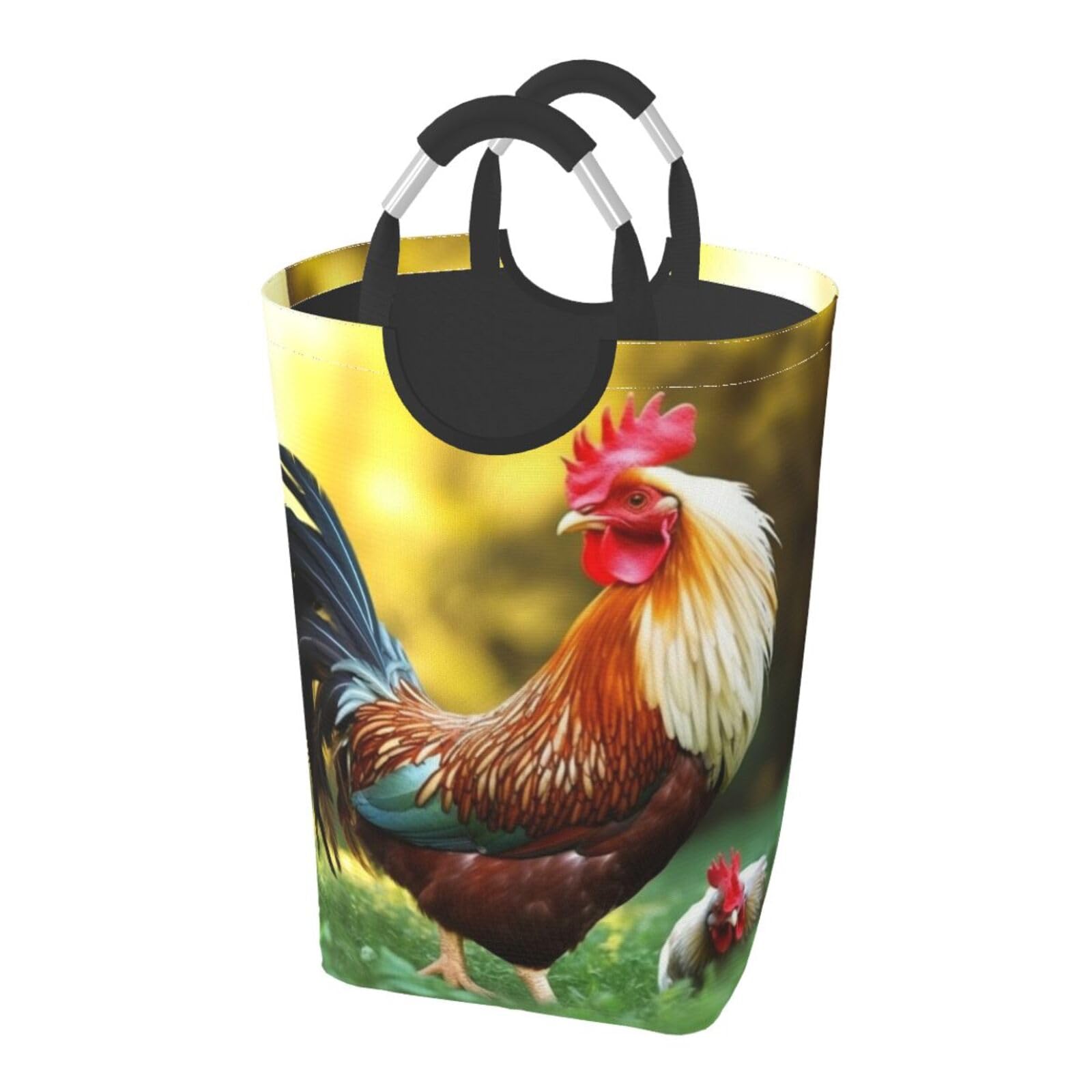 Panier à vêtements sales pliable pour camping et voyage avec motif coq sauvage