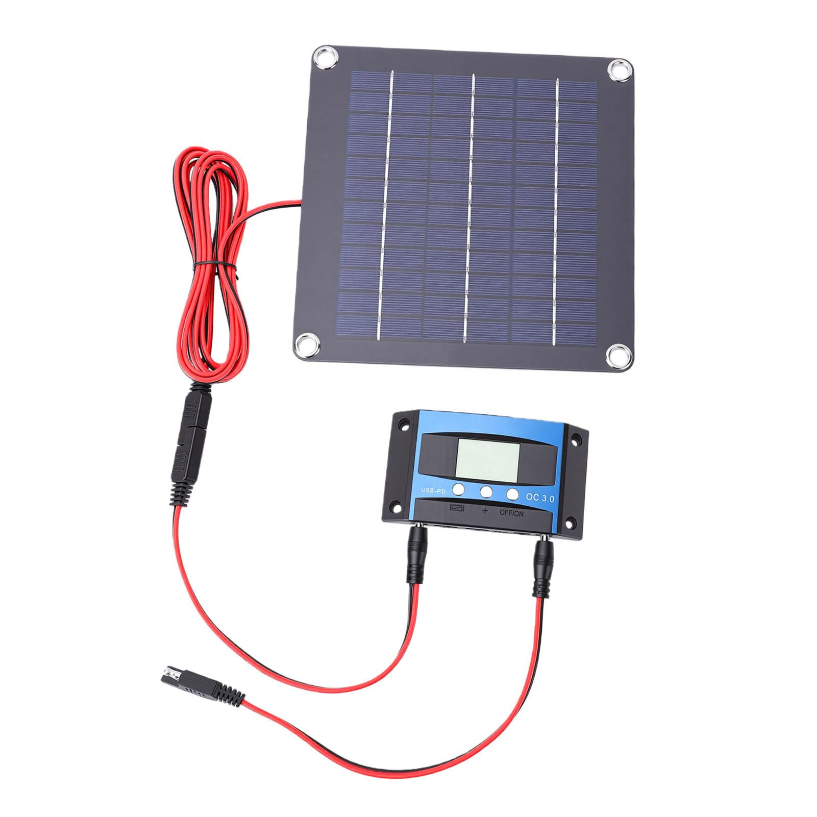 Kit Pannello Solare 20W, Monocristallino con Controllore di | Caricabatterie solare portatile con design impermeabile per campeggio marino in barca per , mantenitore di batteria solare
