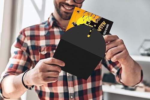 Miniatura 10 de SICOHOME Tarjetas de invitación de Halloween, invitaciones de fiesta de Halloween de 5 x 7 pulgadas con sobres para niños y adultos, 12 tarjetas de