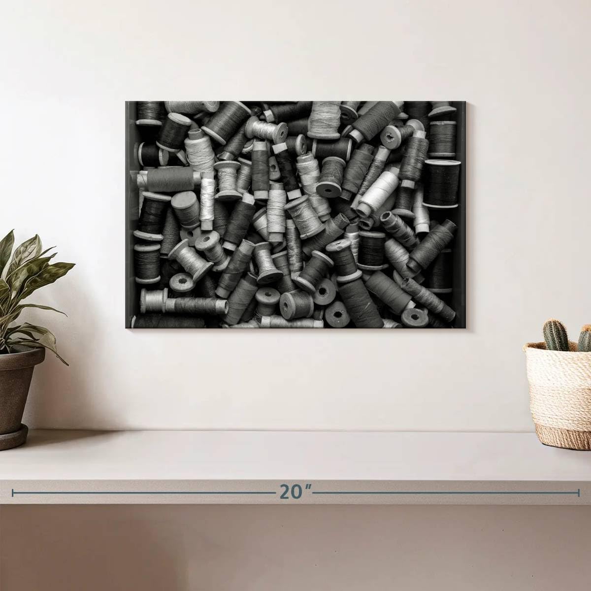 Elephant Stock - Sewing Threads Monochrome Wall Art - Horizontal Canvas Wall Art - Living Room Wall Decor - Photography Hobbies And Lifestyle Canvas Art - Gray And White Decor - 12