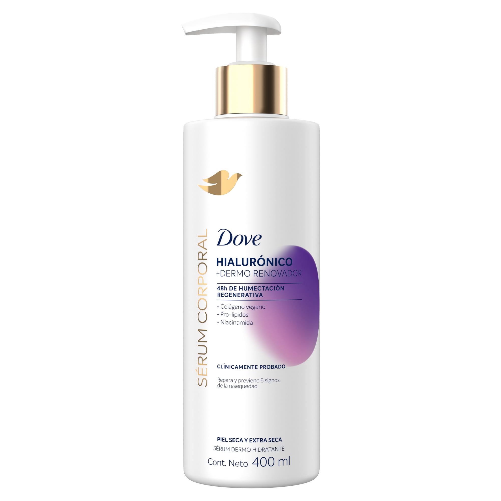 Imagen del producto: DOVE Sérum Corporal en Crema Dermo Renovador con Ácido Hialurónico que repara y previene 5 signos de la resequedad para piel seca y extra seca 400 ml