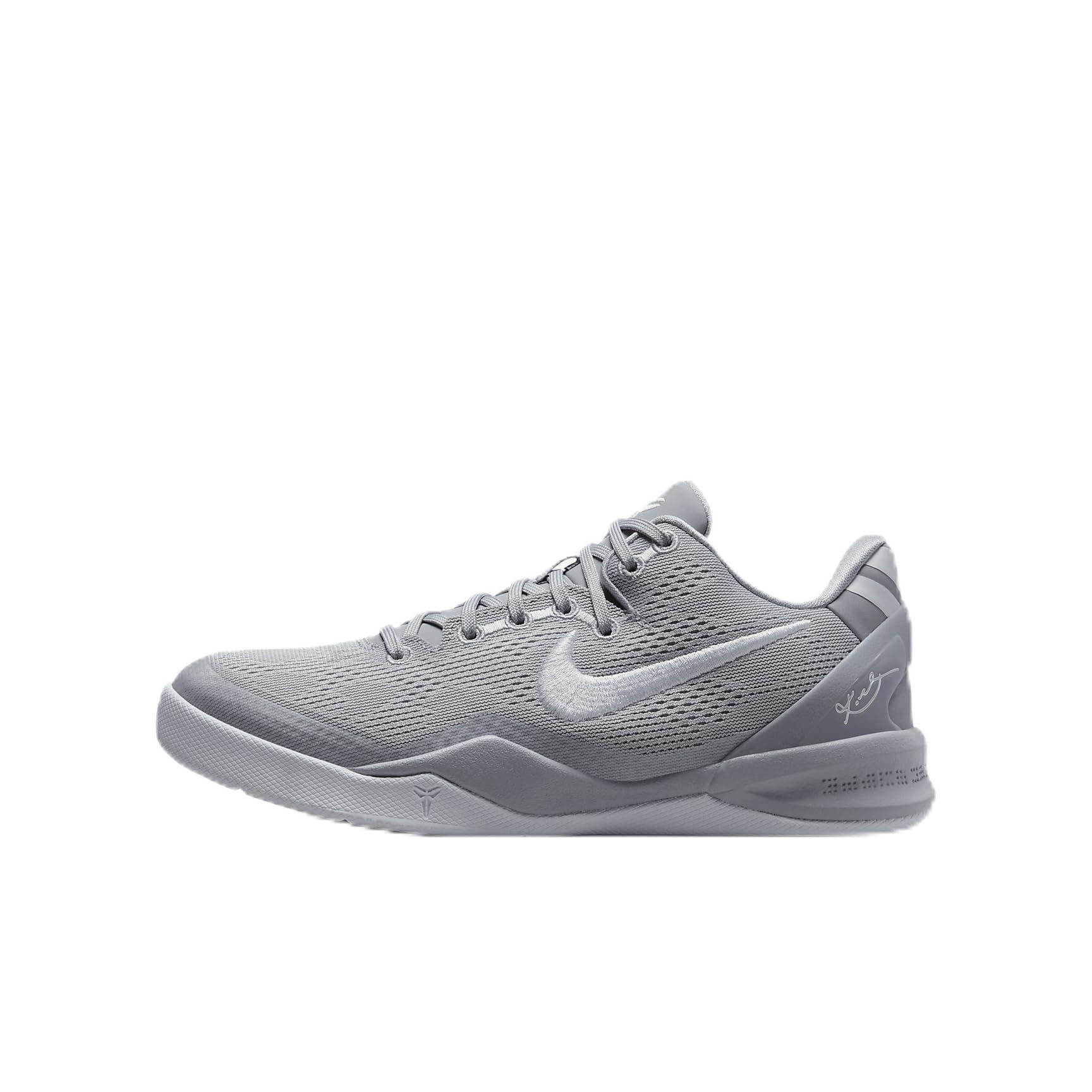 Kobe 8 Big Kids' Basketball Shoes (FN0266-003, Wolf Grey/Wolf Grey/White) Size 5
