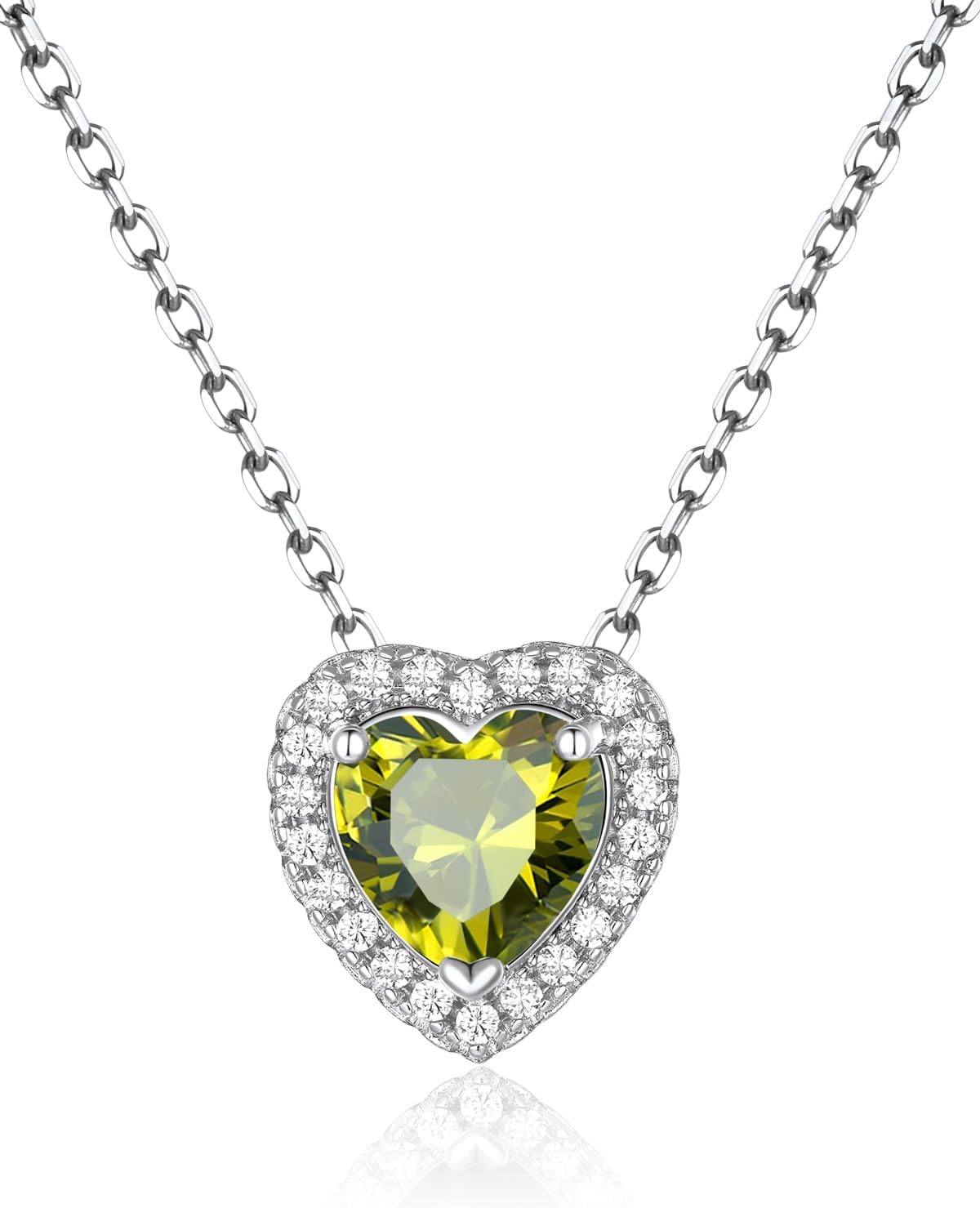 FindChic Dainty Heart Birthstone Necklace for Women Mom Girls Platinum Plated CZ Pendant Sparkly Birthday Anniversary Valentine's Gifts for Her Mom, with Gift Box