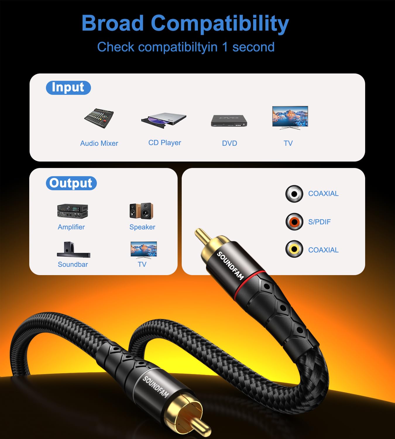 Câble Audio RCA 5M 2-Pack Cinch Câble(câble pour caisson de basses) Pour Home Cinéma, TV HD, Amplificateurs, Chaînes Hi-Fi, Autoradios - Noir