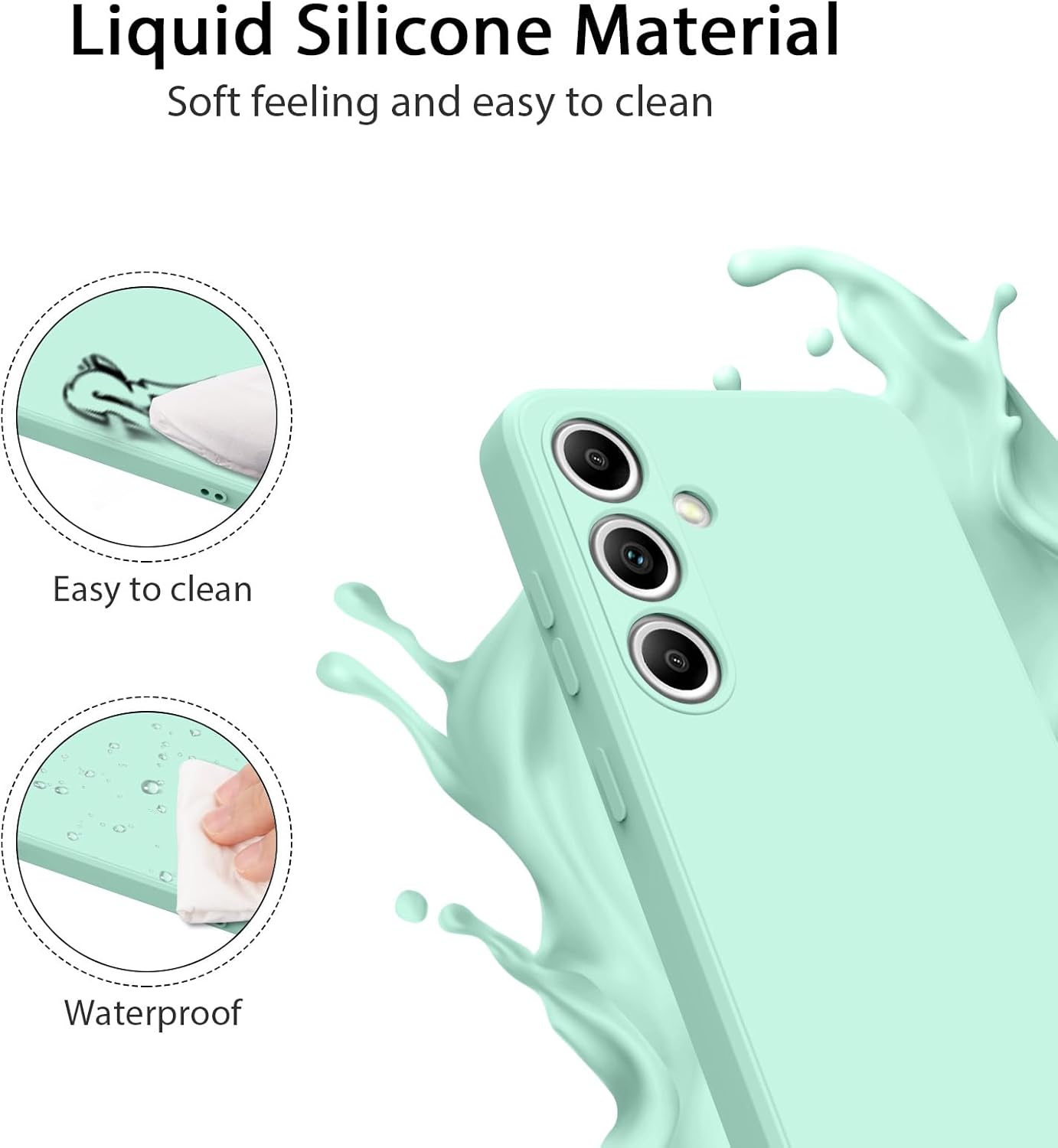 Vanjua for Samsung Galaxy S25 Case, Soft Silicone Full Camera Protecion Shockproof Phone Case Cover for Samsung Galaxy S25 Case (Mint Green) - Image 3