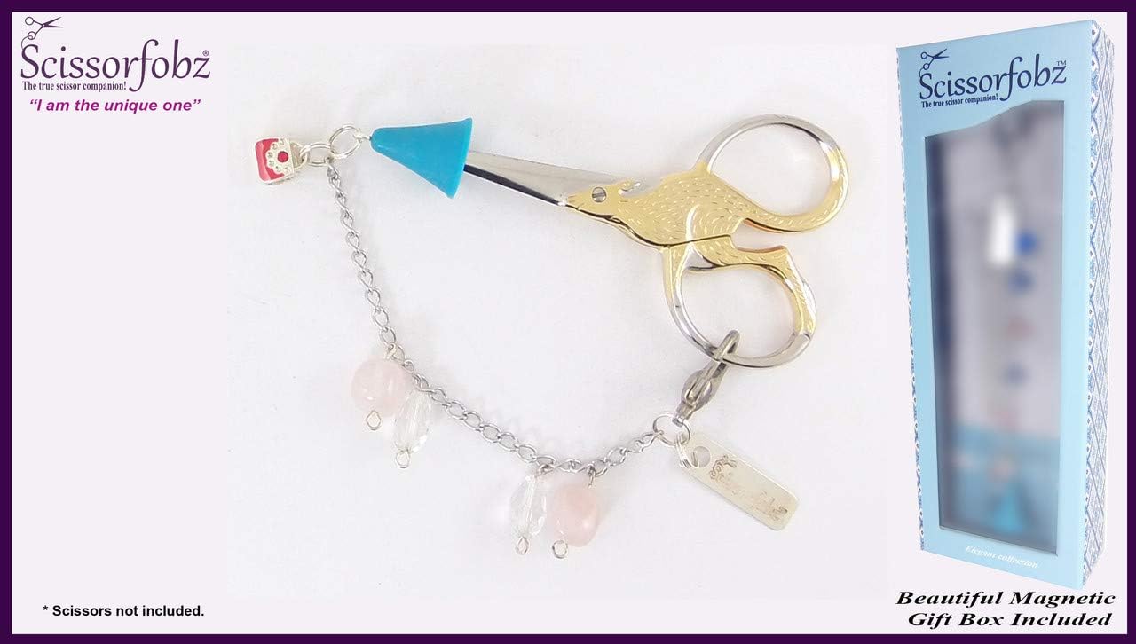 Scissors Fobs by SCISSORFOBZ-Elegant Collection - Key Ring Key chain Bracelet Wristlet Purse Backpack Bag Charm- Quilters Sewers Embroidery Gifts. Beautiful Gift Box Included. E15000408