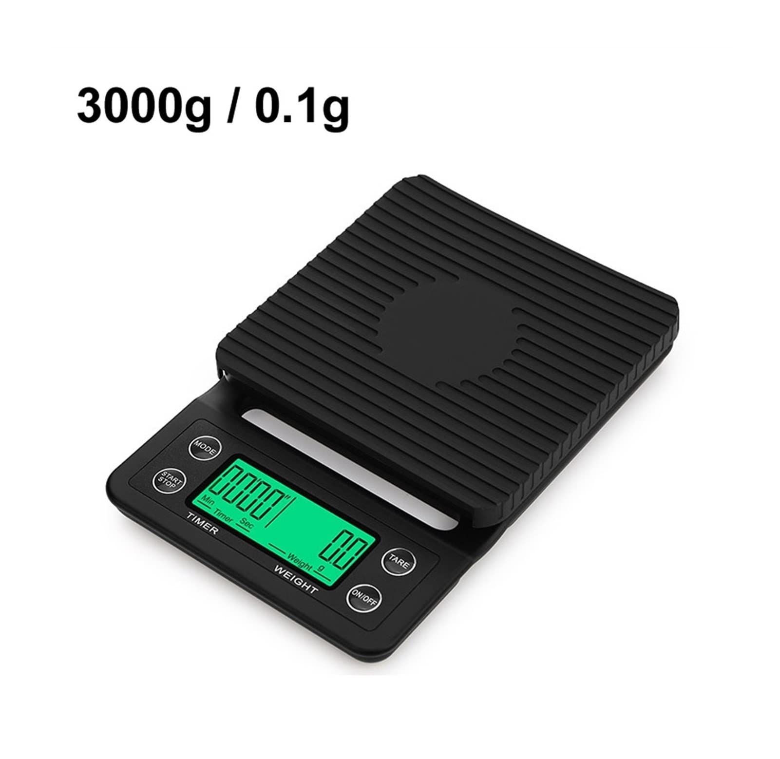 Báscula de cocina para el hogar, báscula de café por goteo con temporizador, báscula electrónica de alta precisión de 0,1 g, báscula de cocina digital LCD, accesorios de cocina (negra, 3 kg, 0,1 g)