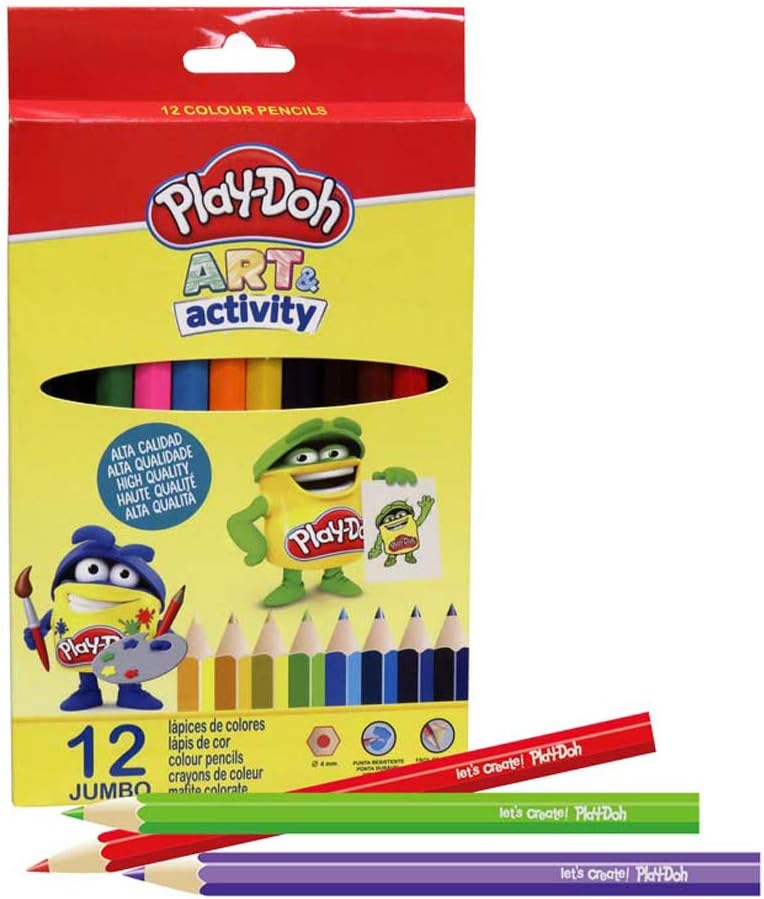 CYPBRANDS LJ-12-PD Jumbo Colored Pencils in Play Doh Box Accessories, Multicoloured, 12 Unidad (Paquete de 1)