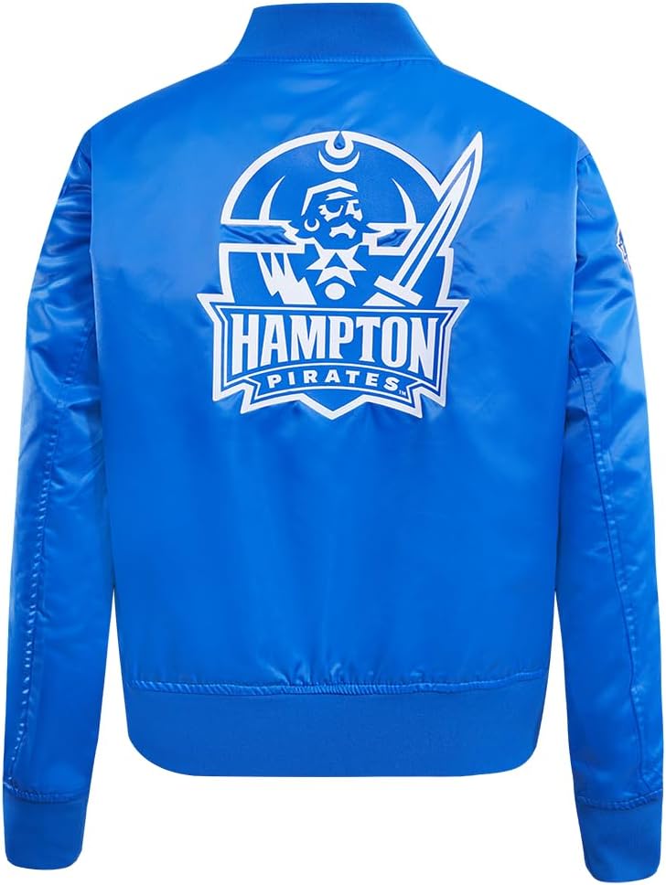 Pro Standard Womens College Hampton University Classic Essentials Satin Jacket Royal Blue 2Xl