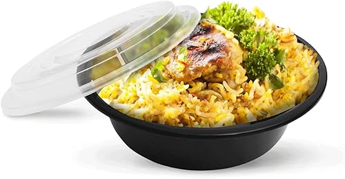 Miniatura 4 de 50 juegos de recipientes redondos de alimentos de 32 onzas para preparar comidas, apto para microondas, plástico reutilizable, sin BPA