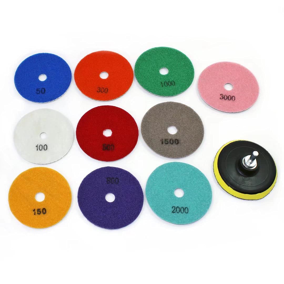 Aussel Diamond Polishing Pad Wet Pulido Rueda Set para Granito Hormigón Stone Ceramic 11 Piezas (4inch)