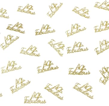 Gold 40th Birthday Decorations - Happy 40 Years Old Confetti & Fabulous Party Favor Gift Decor for Wedding Anniversary