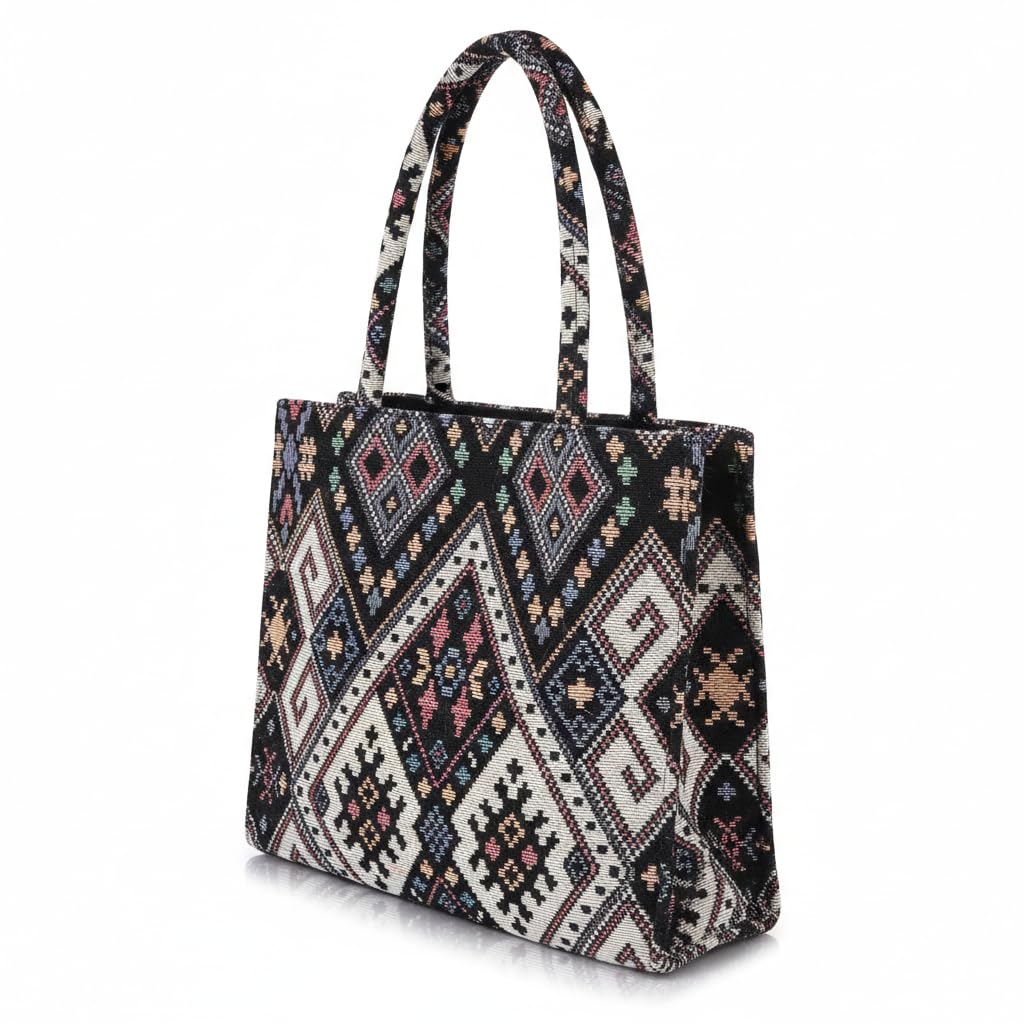 Casual Canvas Fabric Shoulder Trendy Design Handheld Tote Bag For Women-picture-26