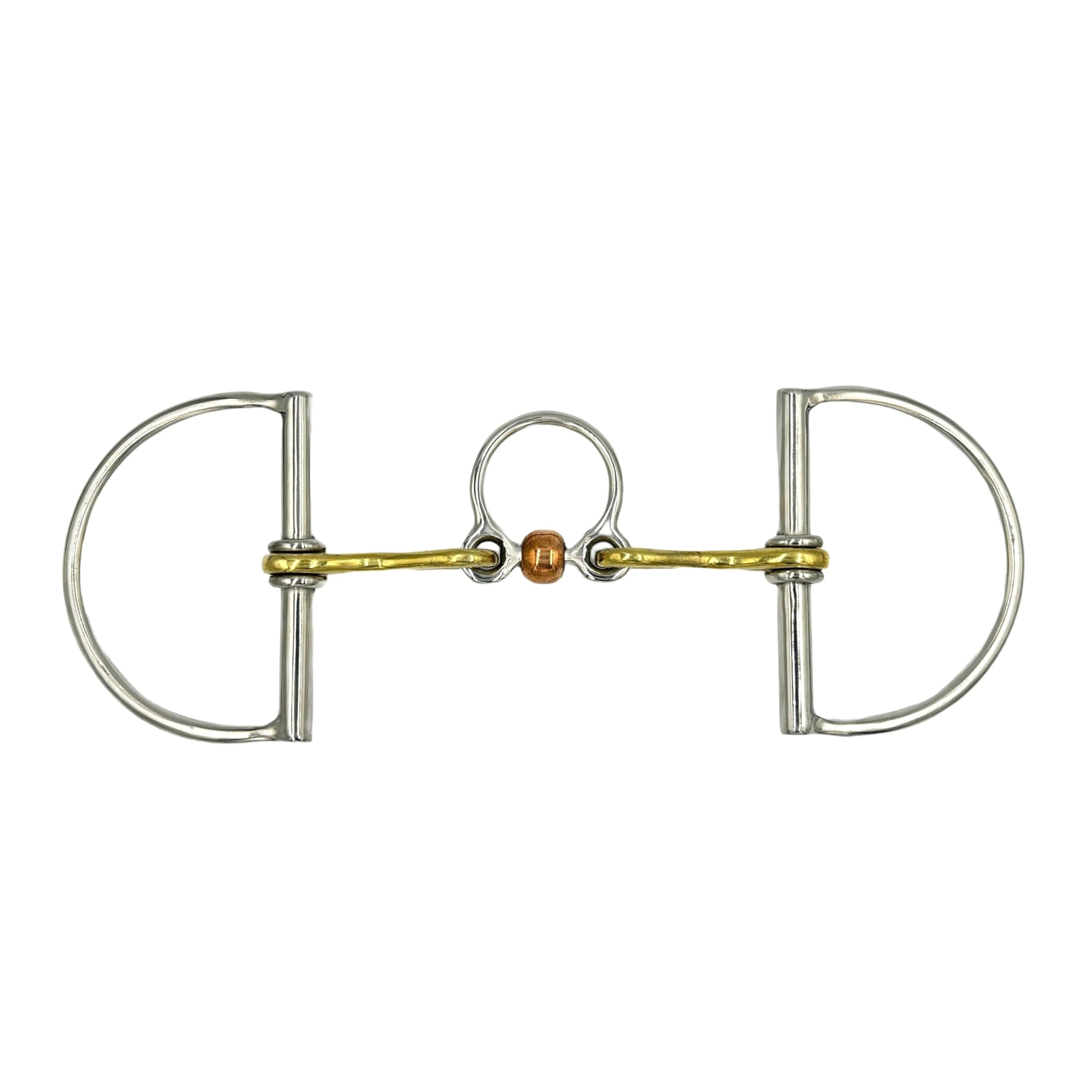 ES0169 JW Gebiss D-Ring D-Trense spezielles Port Trainer Bit mit Kupferrolle aus Edelstahl Gebissstärke 14 mm (13.5 cm)