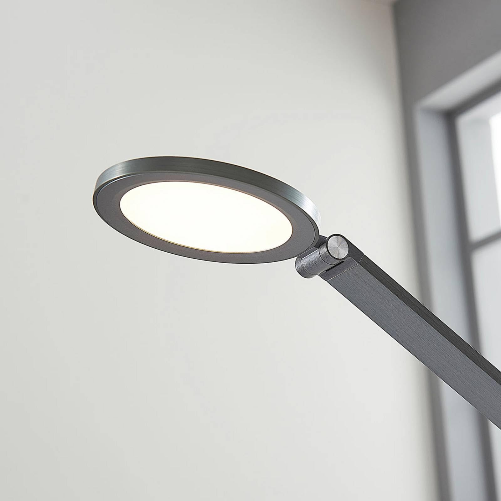 Lucande LED Tischlampe Mion dimmbar (Modern) in Alu aus Aluminium (1 flammig,) - Tischleuchte Schreibtischlampe Nachttischlampe Arbeitszimmerleuchte