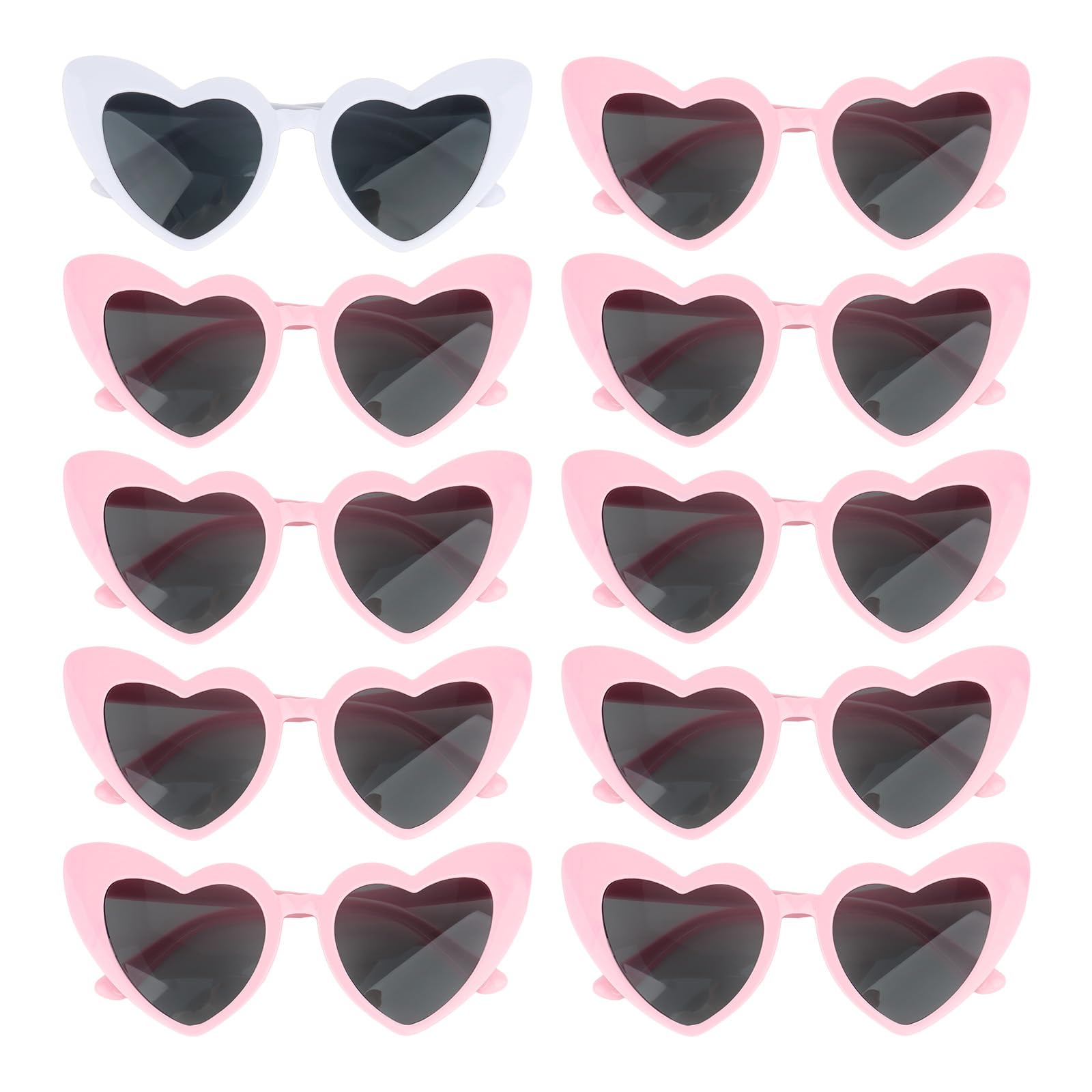 Jaciya 10-Pack Heart Shaped Sunglasses for Bachelorette Party Wedding and Photo Shoots