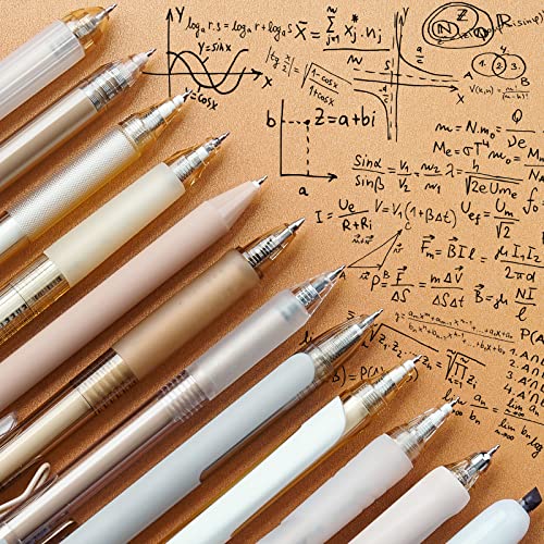 Image of Four Candies Gel Pen Set, Aesthetic Writing Pens with 0.5mm Fine Tip, Black & Brown Ink Pens with Highlighter, Cute Stationery Supplies for School, Office, Pack of 12 - Moor Series