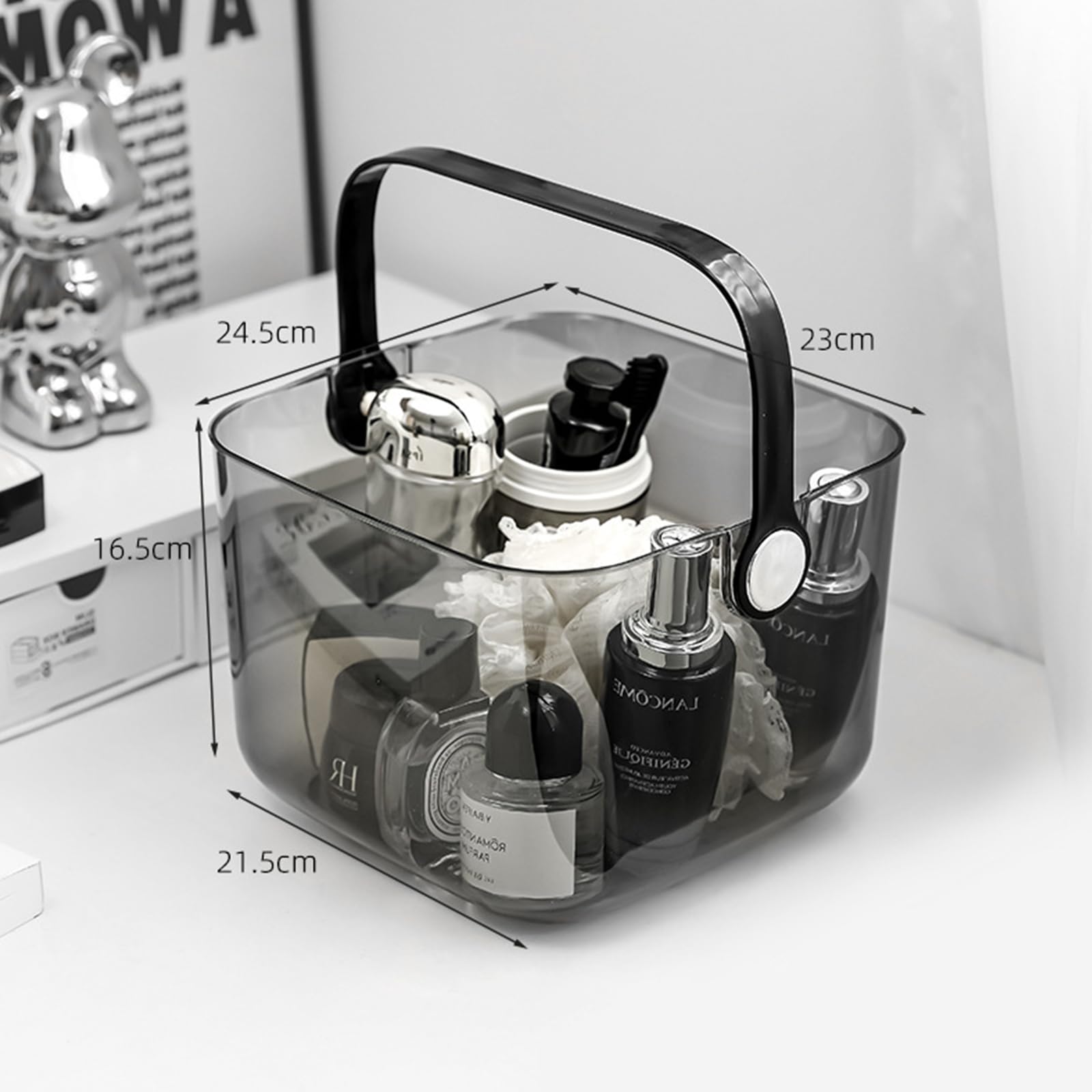 Balakaka Cestino per Doccia Portatile con Maniglia, Cesto Portaoggetti Con fori di Drenaggio, Gande Capacità Basic Cesto Portaoggetti per Bagno e Cucina