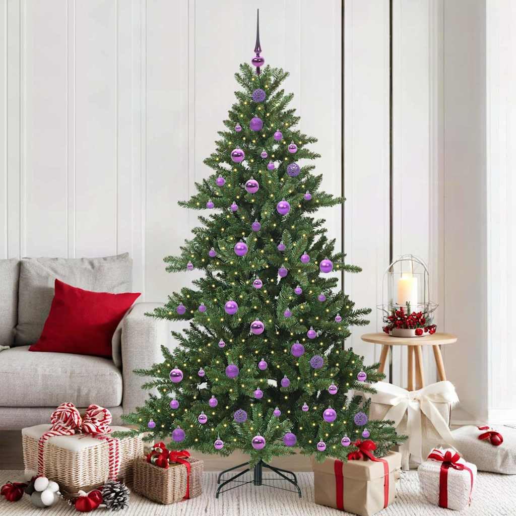 Sapin de Noël artificiel 180cm avec guirlande blanc chaud pour illuminer vos fêtes