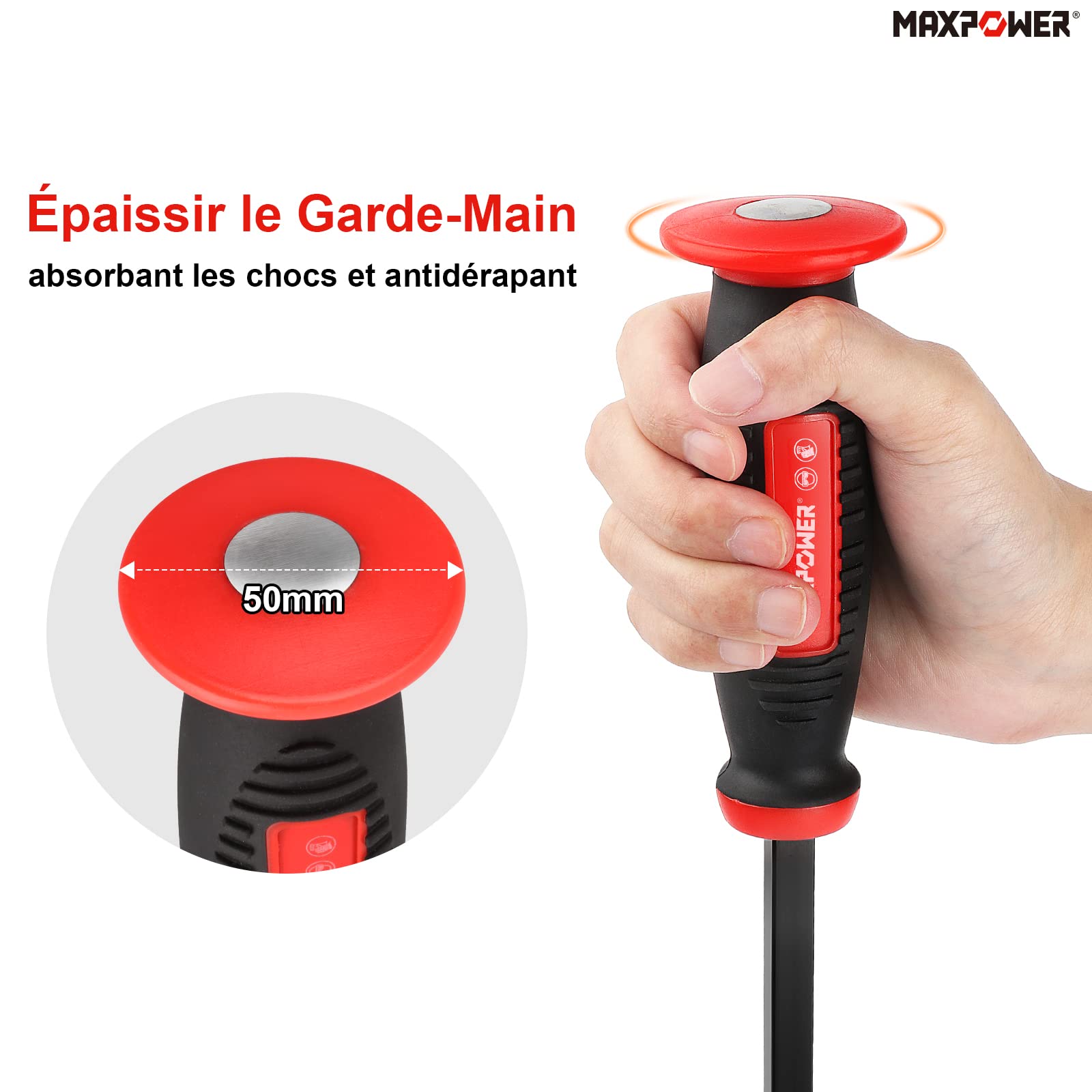 MaxPower Jeu de Leviers de Pneu 4 Pièces 200mm jusqu'à 595mm – Leviers Coudés avec Poignée, Outils de Montage/Démontage pour Vélo, Moto & Pneu