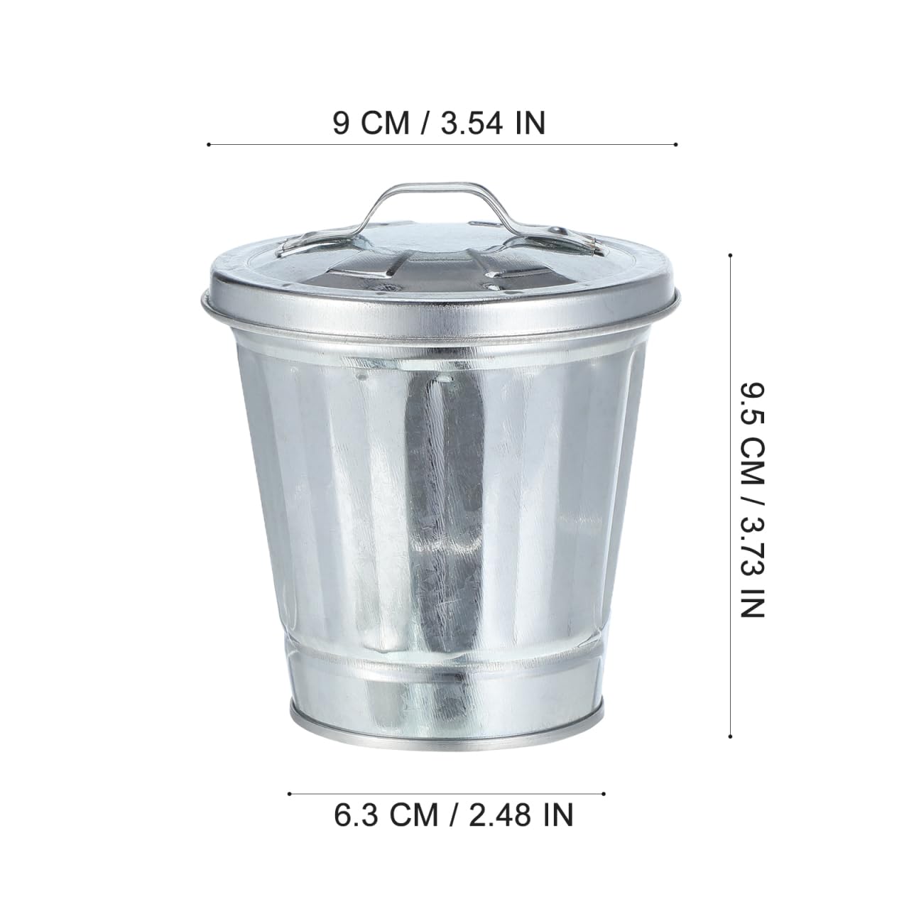 Gadpiparty 3Pcs Mini Metal Trash can with Lid 3.74In Small Desktop Organizer for Office Desk Storage Flowerpot and Waste Bin