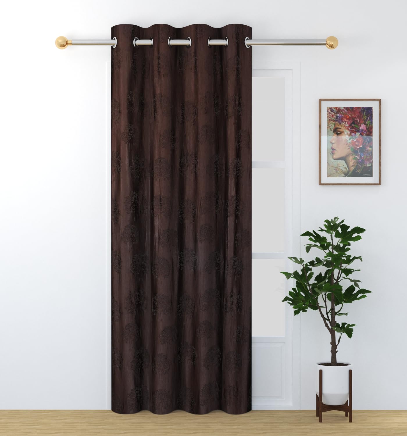 FRESH FROM LOOM Grommet Room Darkening Curtains For Door 12 Feet Long|Big Window Curtain Premium Polyester Punch Parda|Latest Modern Parde For Living Room Bedroom|Home Office Screens(Coffee,1Pc Only)